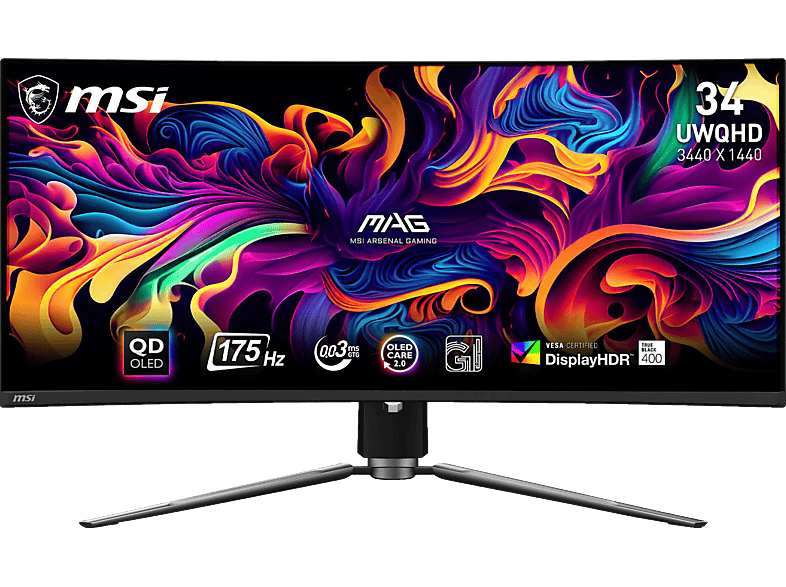 MSI MAG 341CQPDE QD-OLED 34 Zoll UWQHD Gaming Monitor (0,03 ms Reaktionszeit von MSI