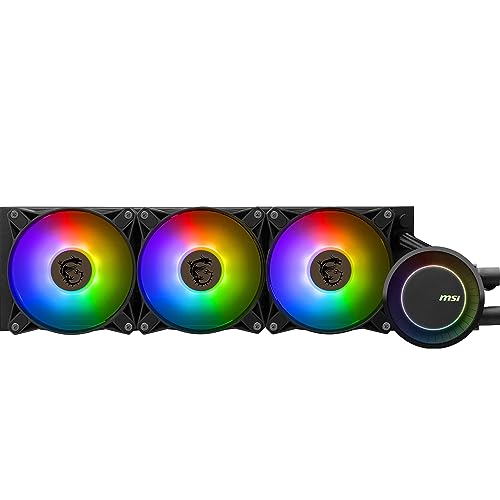 MSI MAG CORELIQUID E360 AIO CPU Wasserkühlung - Vergrößerte Kupferkühlplatte, ARGB Blockhead & FDB Lüfter, Zweikammer-Wasserblock, Split-Flow Radiator, Mystic Light - AMD & Intel Kompatibel MSI MAG CORELIQUID E360 AIO CPU Wasserkühlung - Vergrößerte Kupferkühlplatte, ARGB Blockhead & FDB Lüfter, Zweikammer-Wasserblock, Split-Flow Radiator, Mystic Light - AMD & Intel Kompatibel von MSI