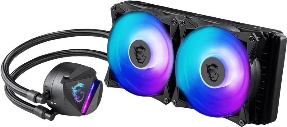 MSI MAG CORELIQUID 240R V2 - Prozessor-Flüssigkeitskühlsystem - Kühlergröße: 240 mm - (für: LGA1156, AM2, AM2+, LGA1366, AM3, LGA1155, AM3+, LGA2011, FM1, FM2, LGA1150, FM2+, LGA2011-3, LGA1151, AM4, LGA2066, LGA1200, LGA1700) - 120 mm (306-7ZW1B41-813) von MSI