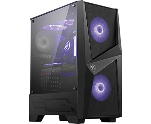 MSI MAG FORGE 100M Mid-Tower ATX Gehäuse (2x USB 3.1 Anschluss, 2x 120mm A-RGB Fan und 1x 120mm Fan im Lieferumfang, schwarz, RGB) von MSI