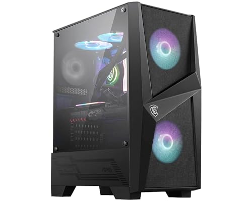 MSI MAG FORGE 100R Mid-Tower ATX Gehäuse (2x USB 3.1 Anschluss, 2x 120mm A-RGB Fan und 1x 120mm Fan im Lieferumfang, schwarz, RGB) von MSI