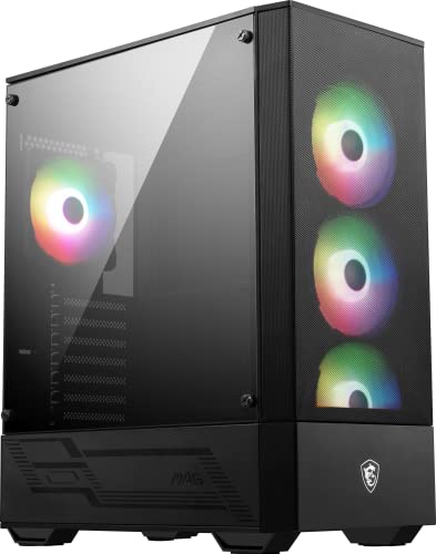 MSI MAG FORGE 112R Mid-Tower PC-Gehäuse - gehärtetes Glas, unterstützt ATX, Micro-ATX & Mini-ITX, Mesh-Front, 4x 120mm ARGB Lüfter mit Hub Controller, Magnetischer Staubfilter, USB 3.2 Gen 1 Typ-A von MSI