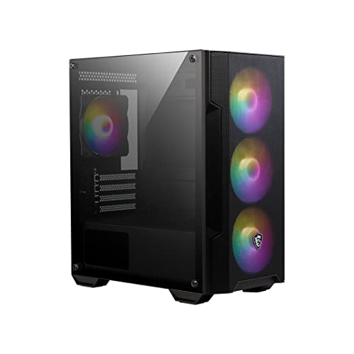 MSI MAG FORGE M100A Mini-Tower PC Gehäuse - unterstützt Micro-ATX & Mini-ITX, Mesh-Front, 4x 120mm Auto RGB Lüfter, Magnetischer Staubfilter, USB 3.2 Gen 1 Typ-A von MSI