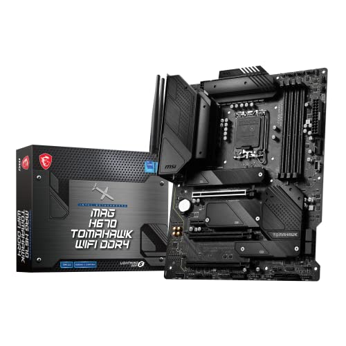 MSI MAG H670 TOMAHAWK WIFI DDR4 Mainboard, ATX - unterstützt Intel Core Prozessoren der 12. Generation, LGA 1700 - DDR4 Memory Boost 4800+MHz/OC, PCIe 5.0 & 3.0 x16 Slots, 3 x M.2 Gen4 Slots, Wi-Fi 6 von MSI