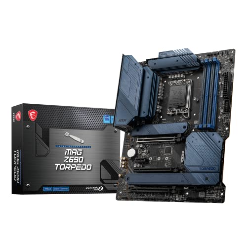 MSI MAG Z690 TORPEDO Gaming Mainboard ATX, unterstützt Intel Prozessoren der 12. Generation, LGA 1700, 16 Duet Rail VRM 70A, DDR5 Memory Boost 6400+MHz/OC, 1 x PCIe 5.0 x16, 3 x M.2 Gen4, 2.5G LAN von MSI