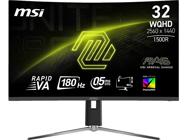 MSI MAG32CQ6PFDE 31,5 Zoll WQHD Gaming Monitor (0,5 ms Reaktionszeit von MSI