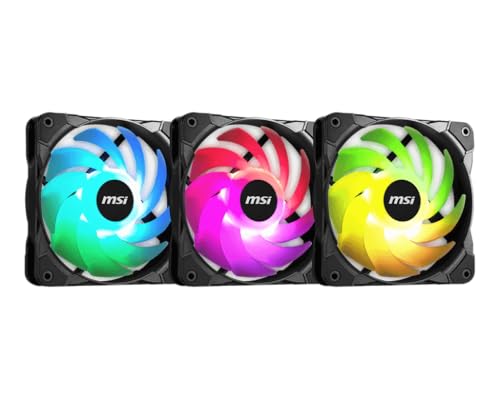 MSI MAX F12A-3 120 mm Gehäuse Lüfter (3 x 120 mm Lüfter, 3er Pack, schwarz, ARGB), A-RGB von MSI