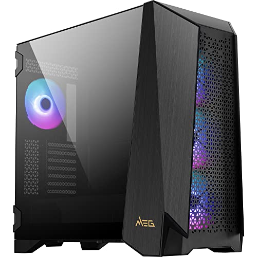 MSI MEG Prospect 700R Mid-Tower ATX Gehäuse (2X USB 3.0, 1x Type-C Anschluss, 4X 140mm A-RGB Fan im Lieferumfang, schwarz, RGB) von MSI