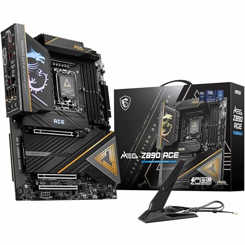 MSI MEG Z890 ACE Mainboard, ATX - Unterstützt Intel Core Ultra Prozessoren (Series 2), LGA 1851-110A SPS VRM, DDR5-Speicher (9200+MT/s OC), PCIe 5.0 & 4.0 x16, M.2 Gen5, Thunderbolt 4, Wi-Fi 7 von MSI