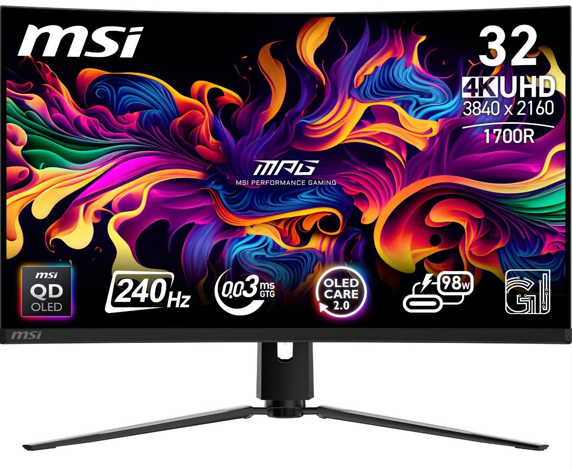 MSI MPG 321CURXDE QD-OLED - Gamig Moitor - 80.0cm (31.5) 4K Ultra HD 3840 x 2160, 16:9, 250cd/m², 1.07B, 0.05ms, 178°/178°, 150000:1 [Energieklasse G] (9S6-3DD64T-005) von MSI
