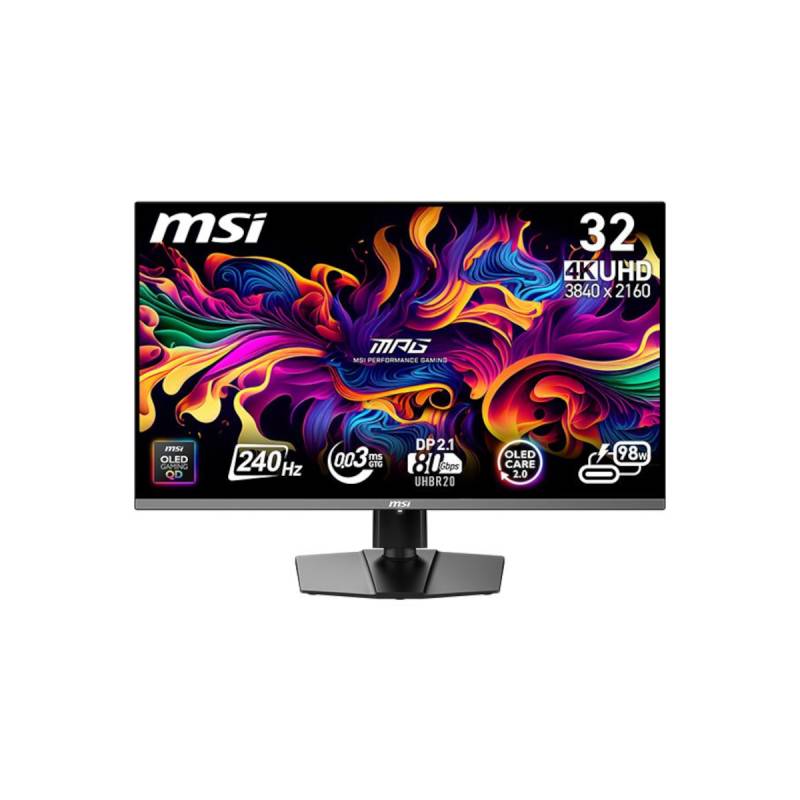 MSI MPG 322URXDE QD-OLED Gaming Monitor - 4K UHD, 240Hz, 0,03ms MSI OLED Care 2.0, HDMI 2.1-48Gbps Bandbreite, 4K 120Hz-Unterstützung, VRR und ALLM von MSI