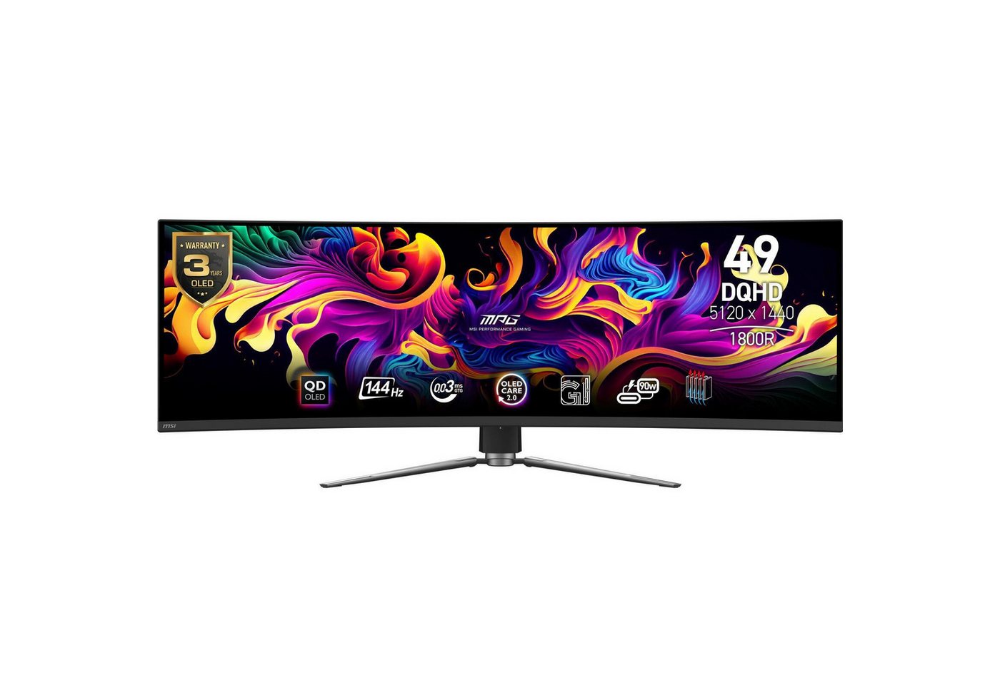 MSI MPG 491CQPDE QD-OLED Gaming-LED-Monitor (5.120 x 1.440 Pixel (32:9), 0,03 ms Reaktionszeit, 144 Hz, QD-OLED) von MSI