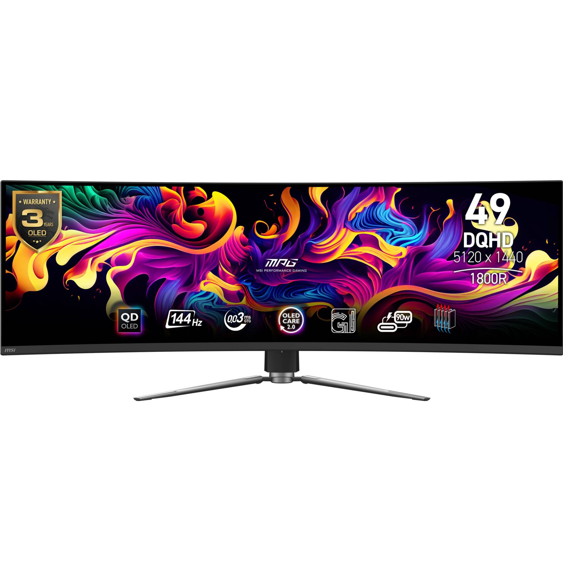 MSI MPG 491CQPDE QD-OLED Gaming Monitor - 144 Hz, 0,03ms GTG MSI OLED Care 2.0, HDMI 2.1 mit 48Gbps Bandbreite, VRR und ALLM Unterstützung MSI MPG 491CQPDE QD-OLED Gaming Monitor - 144 Hz, 0,03ms GTG MSI OLED Care 2.0, HDMI 2.1 mit 48Gbps Bandbreite, VRR und ALLM Unterstützung von MSI