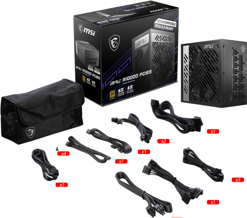 MSI MPG A1000G PCIE5 Netzteil 1000 W 20+4 pin ATX ATX Schwarz (306-7ZP7C11-CE0) von MSI