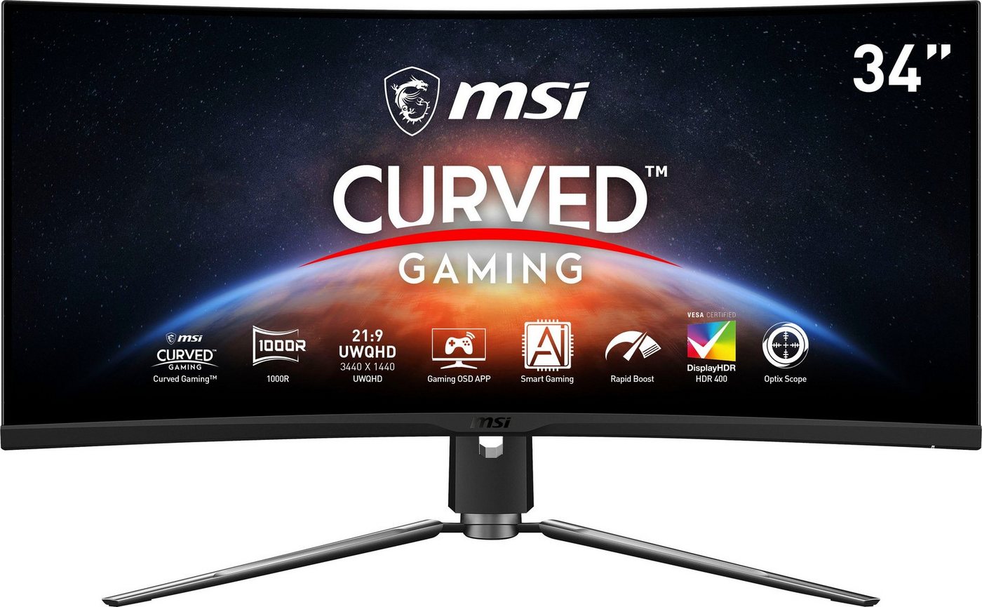 MSI MPG Artymis 343CQR Curved-Gaming-LED-Monitor (86 cm/34 , 3440 x 1440 px, UWQHD, 1 ms Reaktionszeit, 165 Hz, VA LED, höhenverstellbar, 3 Jahre Herstellergarantie)" von MSI