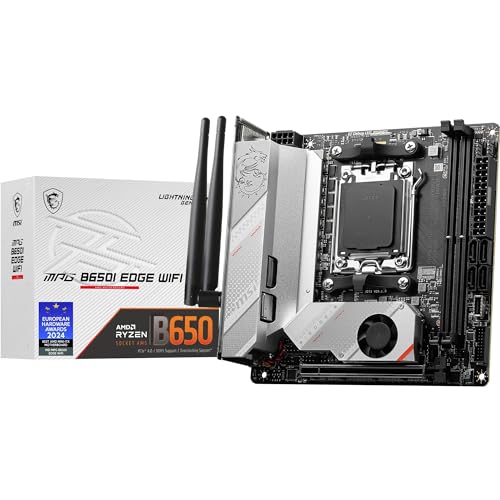 MSI MPG B650I Edge WiFi Mainboard, Mini-ITX - Unterstützt AMD Ryzen 7000 Serie Prozessoren, AM5-8 Phasen 80A VRM, DDR5 Memory Boost 6600+MHz/OC, 1 x PCIe 4.0 x16, 2 x M.2 Gen4, Wi-Fi 6E MSI MPG B650I Edge WiFi Mainboard, Mini-ITX - Unterstützt AMD Ryzen 7000 Serie Prozessoren, AM5-8 Phasen 80A VRM, DDR5 Memory Boost 6600+MHz/OC, 1 x PCIe 4.0 x16, 2 x M.2 Gen4, Wi-Fi 6E von MSI
