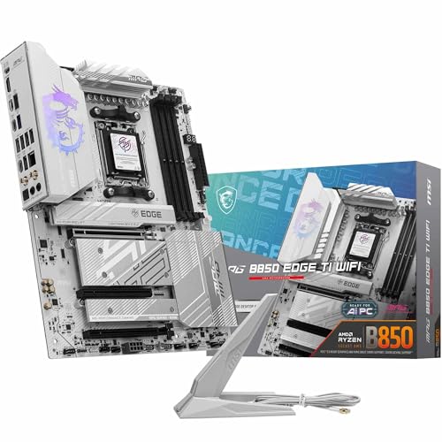 MSI MPG B850 Edge TI WiFi Mainboard, ATX - Unterstützt AMD Ryzen 9000/8000 / 7000 Prozessoren, AM5-80A SPS VRM, DDR5 Memory Boost (8400+MT/s OC), PCIe 5.0 x16, M.2 Gen5, Wi-Fi 7, 5G LAN von MSI