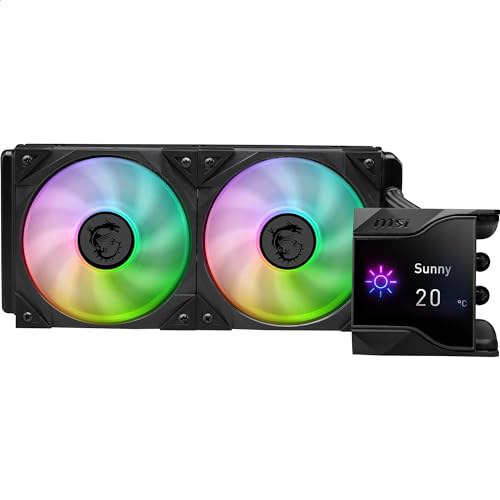 MSI MPG CORELIQUID D240 60-mm-Flüssigkeitskühler-CPU, 2 x 120-mm-ARGB-Lüfter, Verdunstungsschutzschläuche, GI-Kühlung — kompatibel mit AMD- und Intel-Sockeln MSI MPG CORELIQUID D240 60-mm-Flüssigkeitskühler-CPU, 2 x 120-mm-ARGB-Lüfter, Verdunstungsschutzschläuche, GI-Kühlung — kompatibel mit AMD- und Intel-Sockeln von MSI