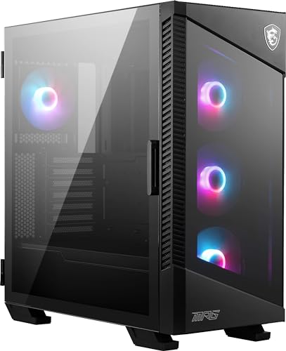 MSI MPG VELOX 100R Mid-Tower PC-Gehäuse, geeignet für E-ATX Mainboards, Front aus gehärtetem Glas, 4x 120mm ARGB-Lüfter, Mystic Light, unterstützt 2x 360mm-Kühler & seitliche Lufteinlässe von MSI