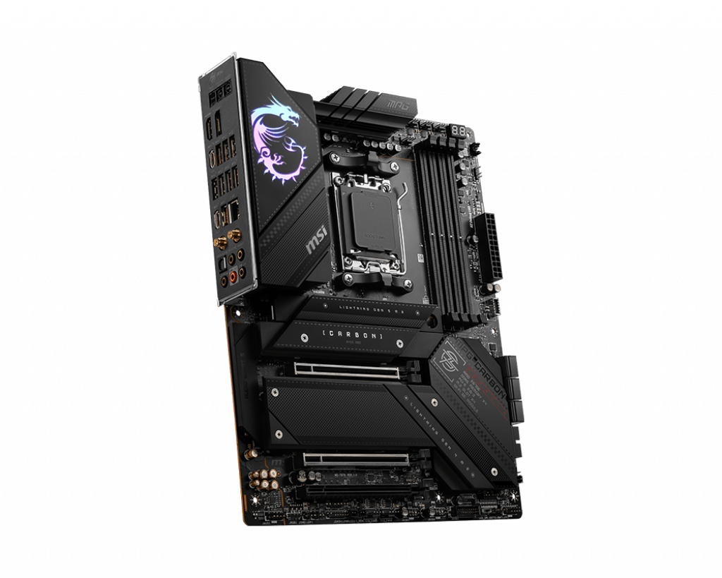 MSI MPG X670E CARBON WIFI - Motherboard - ATX - Socket AM5 - AMD X670 Chipsatz - USB 3,2 Gen 1, USB 3,2 Gen 2, USB-C Gen 2x2, USB-C 3,2 Gen2 - 2,5 Gigabit LAN, Wi-Fi 6, Bluetooth - Onboard-Grafik (CPU erforderlich) - HD Audio (8-Kanal) (7D70-001R) MSI MPG X670E CARBON WIFI - Motherboard - ATX - Socket AM5 - AMD X670 Chipsatz - USB 3,2 Gen 1, USB 3,2 Gen 2, USB-C Gen 2x2, USB-C 3,2 Gen2 - 2,5 Gigabit LAN, Wi-Fi 6, Bluetooth - Onboard-Grafik (CPU erforderlich) - HD Audio (8-Kanal) (7D70-001R) von MSI