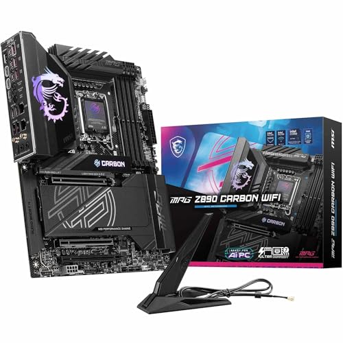 MSI MPG Z890 Carbon WiFi Mainboard, ATX - Unterstützt Intel Core Ultra Prozessoren (Series 2), LGA 1851-110A SPS VRM, DDR5 Memory Boost 9200+ MT/s (OC), PCIe 5.0 x16 & 4.0 x16, M.2 Gen5, Wi-Fi 7 von MSI