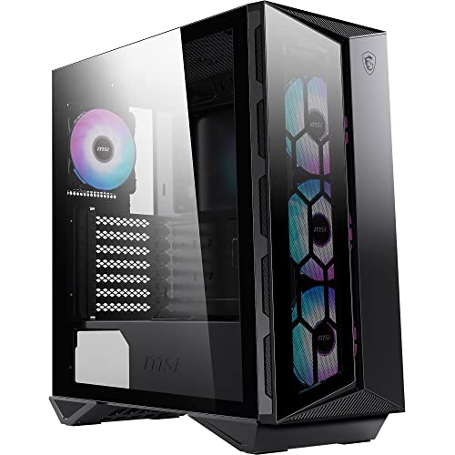 MSI MPG GUNGNIR 110R Mid-Tower PC-Gehäuse - Gehärtetes Glas, unterstützt ATX, M-ATX & Mini-ITX, 4x 120mm ARGB Lüfter mit Hub Controller, magnetischer Staubfilter, USB 3.2 Gen 2x2 Typ-C, Gen 1 Typ-A von MSI