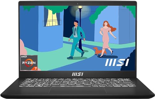 MSI Modern 14 Creator Laptop, 35,7 cm (14,0 Zoll) Full-HD, AMD Ryzen 7 7730U Prozessor, 16 GB DDR4-3200 RAM, 512 GB SSD, AMD Radeon Graphics, Windows 11 Home, 14 C7M-091, QWERTZ Tastatur von MSI