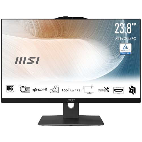 MSI Modern AM242P 1M-1203DE - All in One PC, Intel Core 5 Prozessor 120U, 24 Zoll, FHD (1920x1080), 512GB SSD, 16GB DDR5, Webcam, Windows 11 Pro, Schwarz von MSI