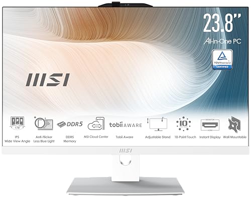 MSI Modern AM242TP 1M-1207DE - All in One PC, Intel Core 5 Prozessor 120U, 24 Zoll, FHD (1920x1080), 512GB SSD, 16GB DDR5, Webcam, Windows 11 Pro, Weiß von MSI