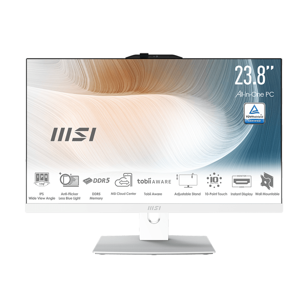 MSI Modern AM242TP 1M-1207DE All-in-One weiß 23.8" (60,5cm) FHD Touch Display, Intel Core i5-120U, 16GB RAM, 512GB M.2 SSD, Intel Grafik, Windows 11 P von MSI