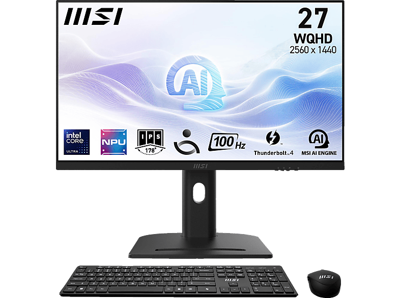 MSI Modern AM273QP AI 1UM 006DE, AIO, mit 27 Zoll Display, Intel® Core™ Ultra 7 155U Prozessor, 32 GB RAM, 1 TB SSD, UHD Graphics, Schwarz Windows 11 (64 Bit) von MSI