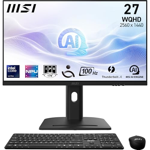 MSI Modern AM273QP AI 1UM-006DE - All in One PC, Intel Core Ultra 7 Prozessor 155H, 27 Zoll, WQHD (2560x1440), 100Hz, 1TB SSD, 32GB DDR5, Webcam, Windows 11 Pro, Schwarz von MSI
