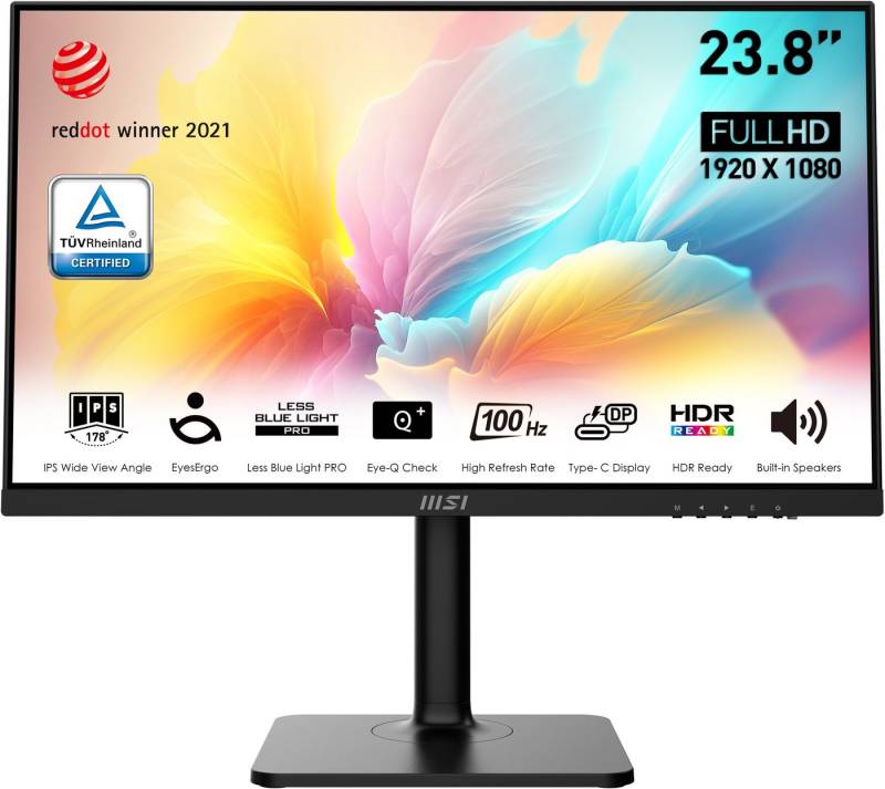 MSI Modern MD2412P LED-Monitor (60 cm/24 , 1920 x 1080 px, Full HD, 1 ms Reaktionszeit, 100 Hz, IPS, höhenverstellbar, 3 Jahre Herstellergarantie, USB-C)" von MSI