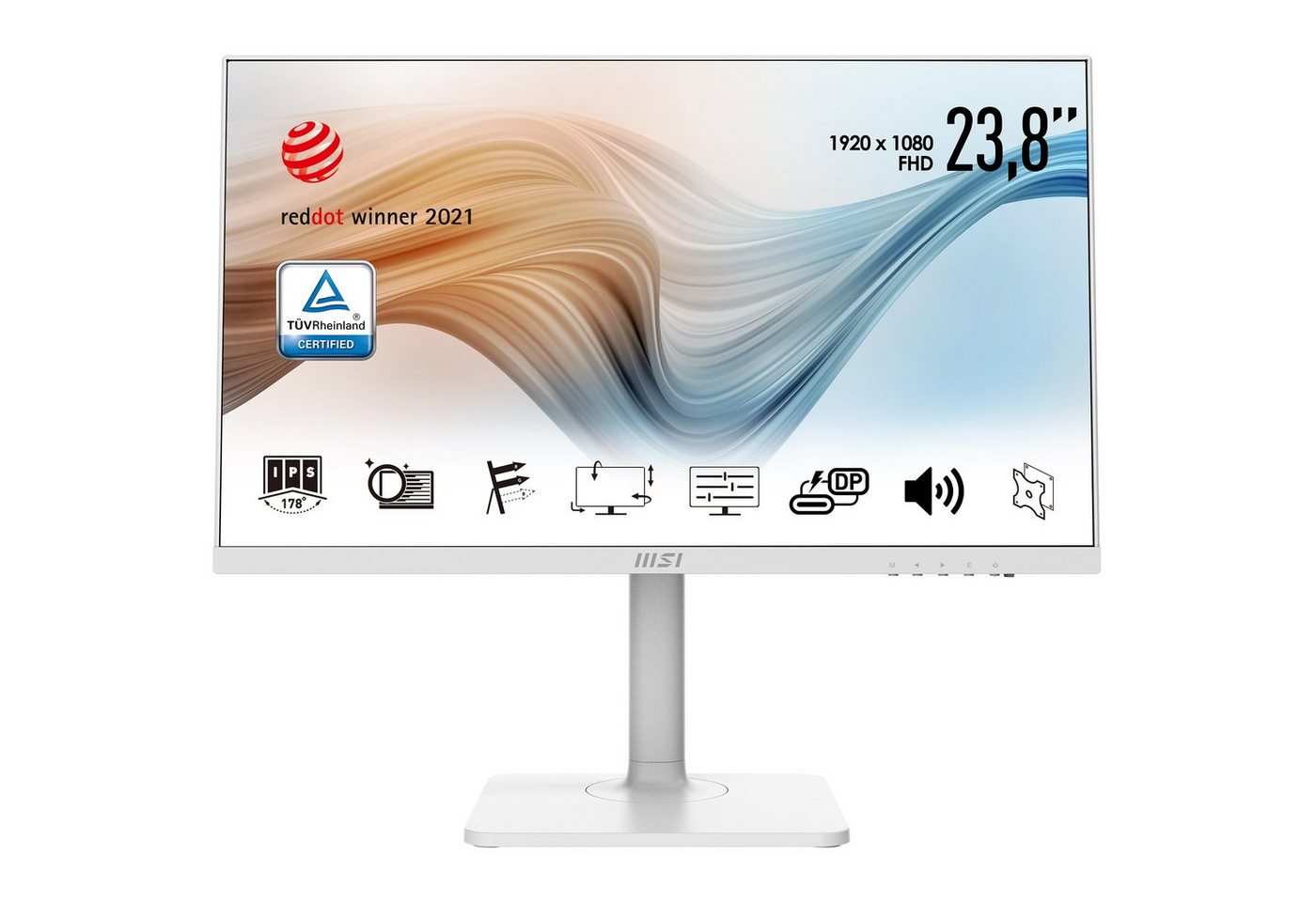 MSI Modern MD241PW LED-Monitor (60 cm/24 ", 1920 x 1080 px, Full HD, 5 ms Reaktionszeit, 75 Hz, IPS, 3 Jahre Herstellergarantie, höhenverstellbar, USB-C) von MSI