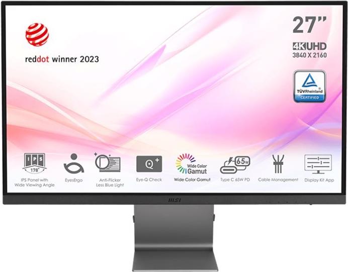 MSI Modern MD271ULDE, LED-Monitor - (69 cm(27 ), grau, 4K, HDMI, DisplayPort) [Energieklasse F] (9S6-3PB8CH-003) von MSI