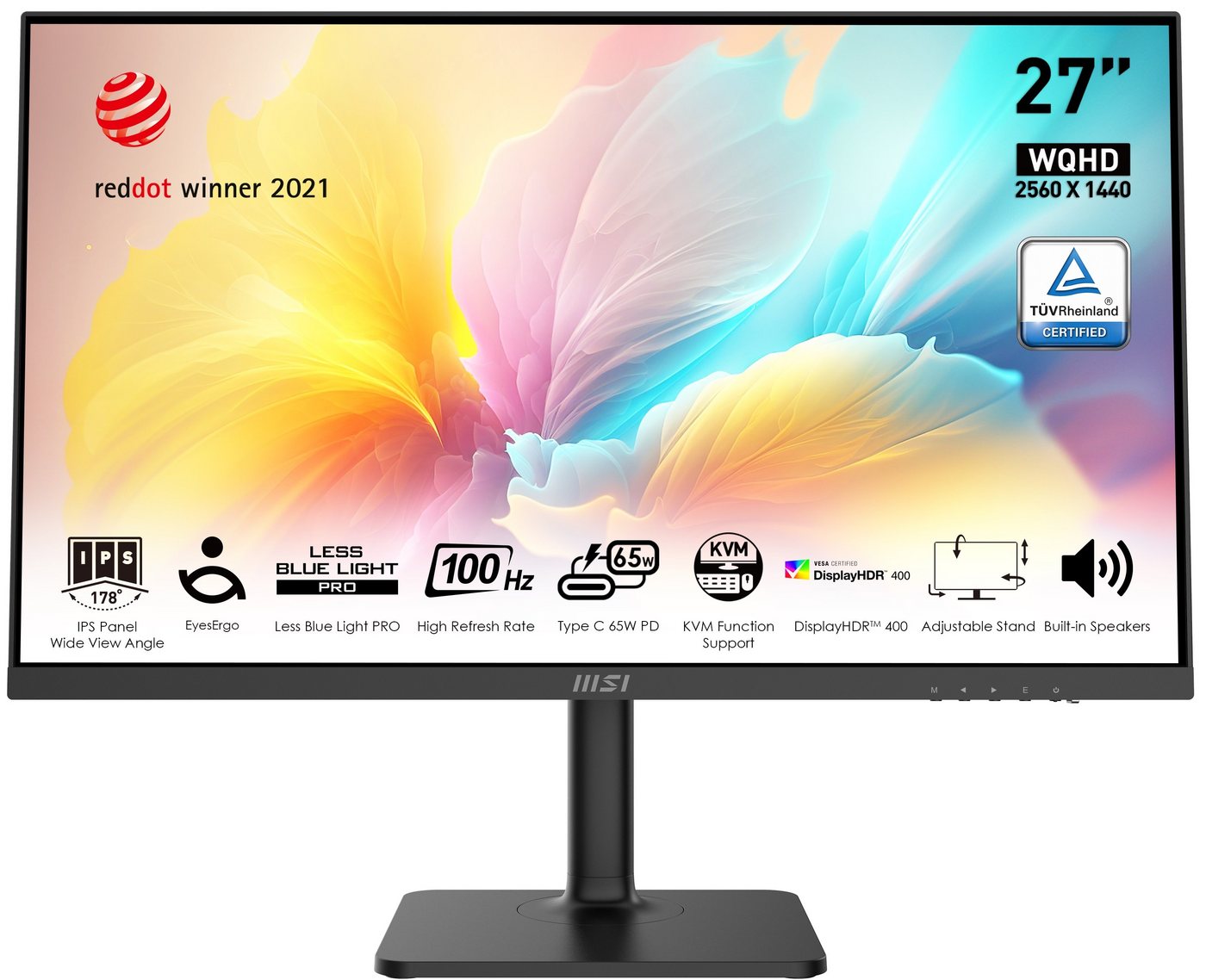 MSI Modern MD272QXP LED-Monitor (69 cm/27 , 2560 x 1440 px, WQHD, 1 ms Reaktionszeit, 100 Hz, IPS-LED, höhenverstellbar, 3 Jahre Herstellergarantie, USB-C)" von MSI