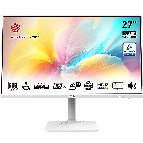 MSI Modern MD272XPWDE 27 Zoll (69 cm) Business Monitor, FHD (1920x1080), 100 Hz, IPS Panel, USB-C, HDMI, Displayport, Weiß von MSI