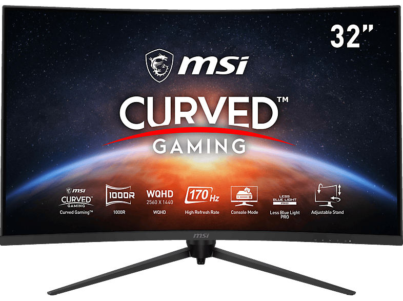 MSI OPTIX G321CQPDE E2 32 Zoll WQHD Gaming Monitor (1 ms Reaktionszeit, 165 Hz) von MSI