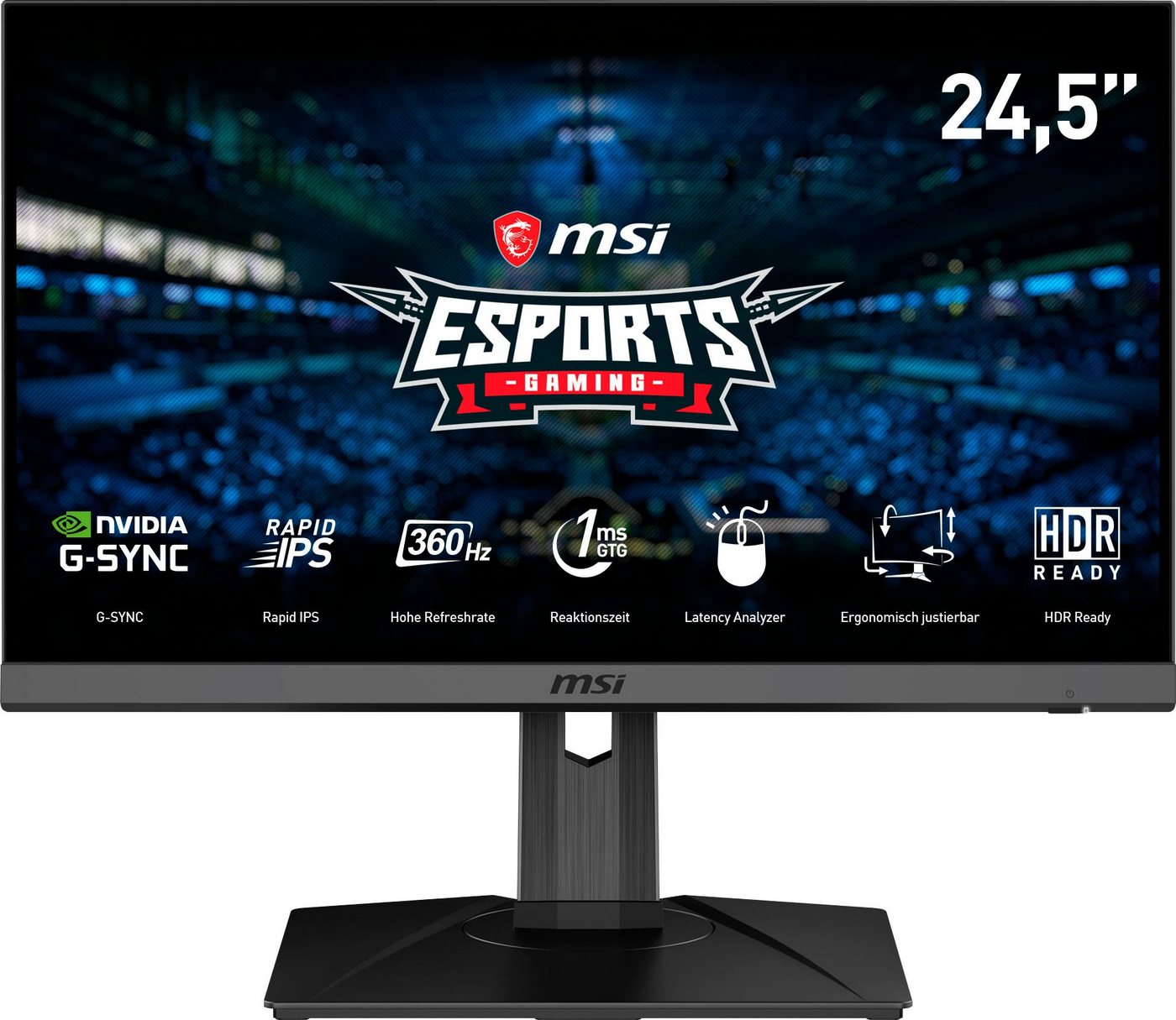 MSI Oculux NXG253R E-Sports Gaming-Monitor (62,2 cm/24,5 ", 1920 x 1080 px, Full HD, 1 ms Reaktionszeit, 360 Hz, Rapid IPS, NVIDIA G-Sync, 3 Jahre Herstellergarantie) von MSI