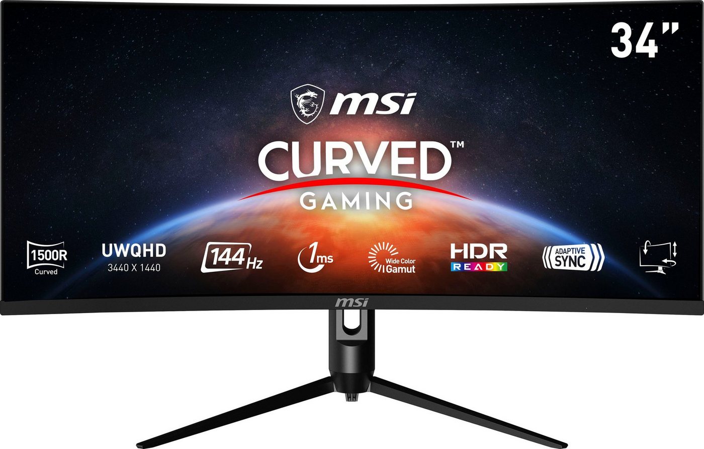 MSI Optix MAG342CQR Curved-Gaming-LED-Monitor (86 cm/34 ", 3440 x 1440 px, UWQHD, 1 ms Reaktionszeit, 144 Hz, VA LCD, höhenverstellbar, 3 Jahre Herstellergarantie) von MSI