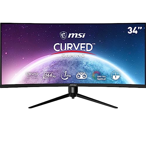 MSI Optix MAG342CQR Gaming-Monitor gebogen 34 Zoll, Display 21:9 (UWQHD) 3440x1440, Frequenz 144Hz, 1ms, VA-Panel, FreeSync Premium, HDR Ready, RGB Mystic Light von MSI