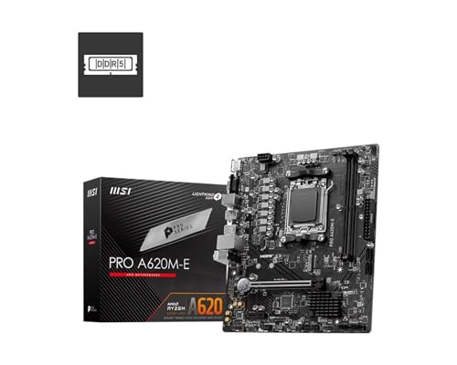 MSI PRO A620M-E Mainboard Micro-ATX - Unterstützt AMD Ryzen 7000 Series Prozessoren, AM5 - DDR5 Memory Boost 6400+MHz/OC, 1 x PCIe 4.0 x16, 1 x M.2 Gen4 von MSI