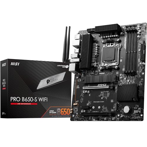 MSI PRO B650-S WiFi Motherboard, ATX - Unterstützt AMD Ryzen 7000 Serie Prozessoren, AM5 - DDR5 Memory Boost 6000+MHz/OC, 2 x PCIe 4.0 x16, 2 x M.2 Gen4, Wi-Fi 6E MSI PRO B650-S WiFi Motherboard, ATX - Unterstützt AMD Ryzen 7000 Serie Prozessoren, AM5 - DDR5 Memory Boost 6000+MHz/OC, 2 x PCIe 4.0 x16, 2 x M.2 Gen4, Wi-Fi 6E von MSI