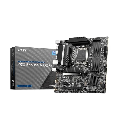 MSI PRO B660M-A DDR4 Mainboard Micro-ATX - unterstützt Intel Core Prozessoren 12. Generation, LGA 1700 - DDR4 Memory Boost 4800+MHz/OC, PCIe 4.0 & 3.0 x16 Slots, 2 x M.2 Gen4 Slots, 2.5G LAN von MSI