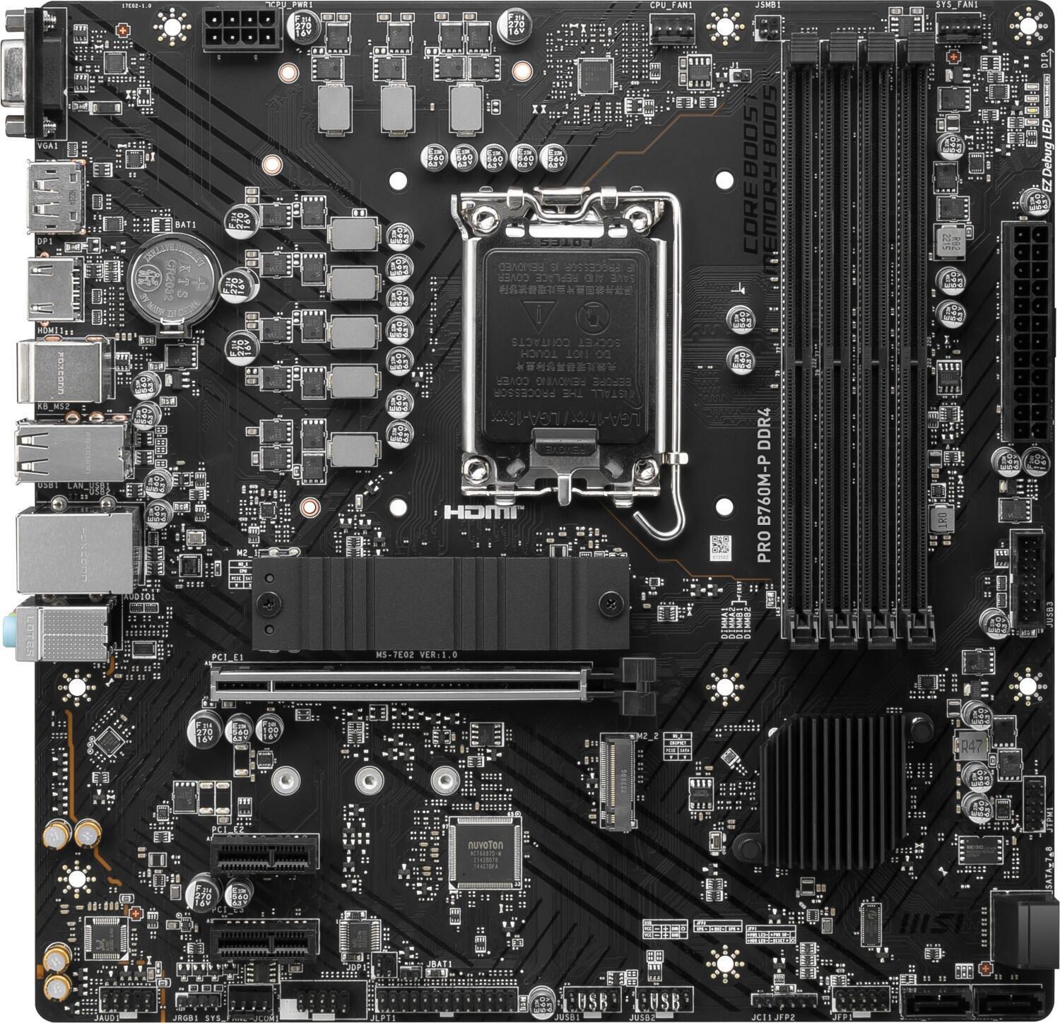 MSI PRO B760M-P DDR4 Motherboard Intel B760 LGA 1700 micro ATX (7E02-001R) von MSI