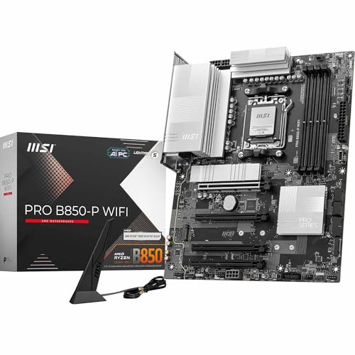 MSI PRO B850-P WiFi Mainboard, ATX - Unterstützt AMD Ryzen 9000/8000 / 7000 Prozessoren, AM5 - DDR5 Memory Boost (8200+ MT/s OC), PCIe 5.0 x16 & 4.0 x16, M.2 Gen5, Wi-Fi 7, 5G LAN von MSI