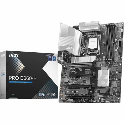 MSI PRO B860-P Mainboard, ATX - Unterstützt Intel Core Ultra Prozessoren (Series 2), LGA 1851-12 DRPS, DDR5 Memory Boost (8600+ MT/s OC), PCIe 5.0 x16 & 4.0 x16, M.2 Gen5, 5G LAN von MSI