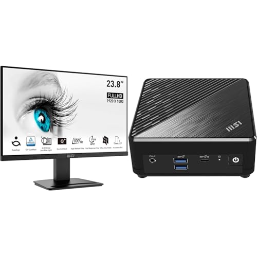 MSI PRO MP2412DE 23,8 Zoll (60 cm), FHD (1920x1080), 100 Hz, VA Panel, HDMI, Displayport, Schwarz + Cubi N ADL S-080DE Mini-PC, 4GB DDR4, 128GB M.2 SSD,Dual LAN, Windows 11 Pro, VESA von MSI