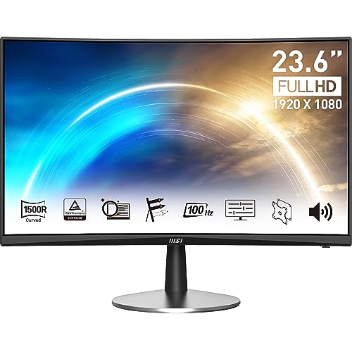 MSI PRO MP2422C 23,6 Zoll Full HD Curved Office Monitor - 1500R 1920 x 1080 VA Panel, 100 Hz, Less Blue Light PRO, VESA Montage, eingebaute Lautsprecher, neigbar - HDMI 1.4b, D-Sub von MSI