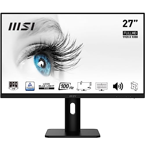 MSI PRO MP273APDE 27 Zoll Full HD Office Monitor - 1920x1080 IPS-Panel, 100Hz, augenschonender Bildschirm, VESA-Montage, Lautsprecher, Display-Kit, 4fach verstellbar, HDMI 1.4b, DP 1.2a, D-Sub (VGA) von MSI